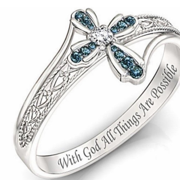 STERLING SILVER CROSS RING - Picture 2 of 2